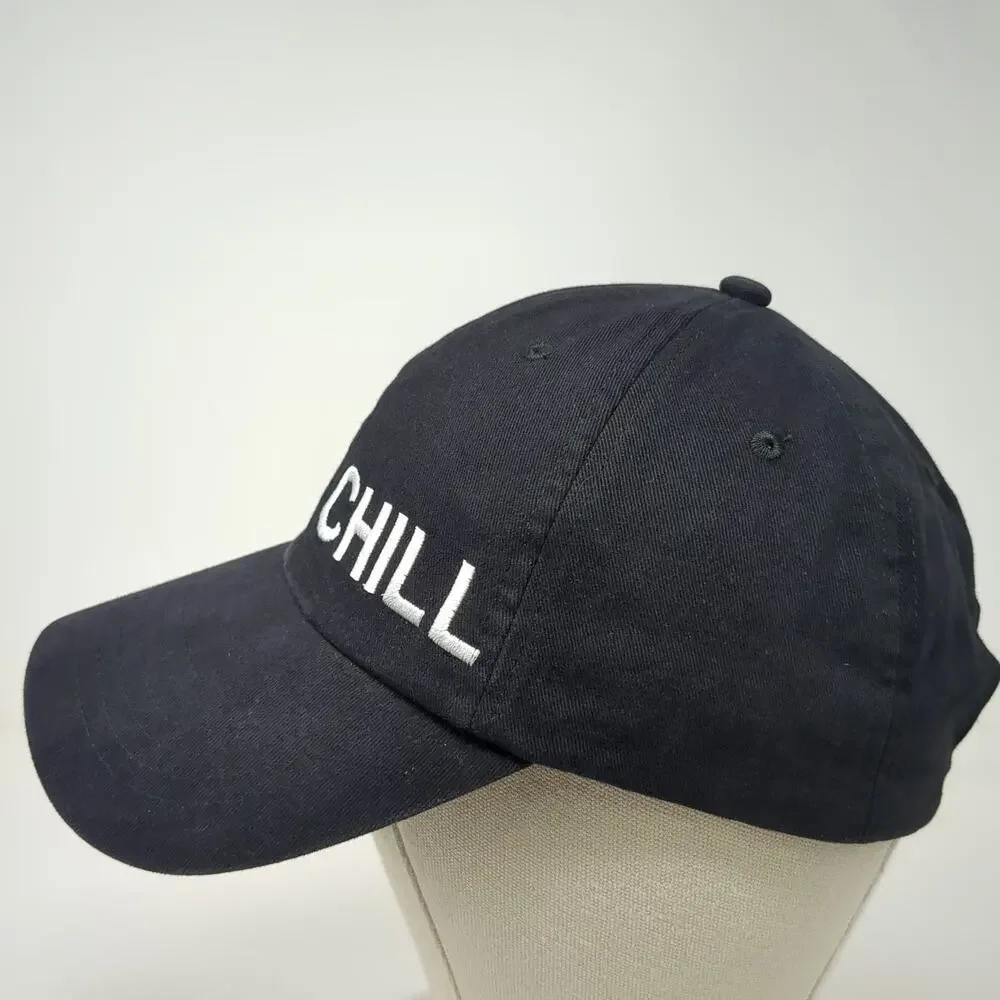 Steve Madden Baseball Cap Black One Size Chill Embroidered Slideback Hat